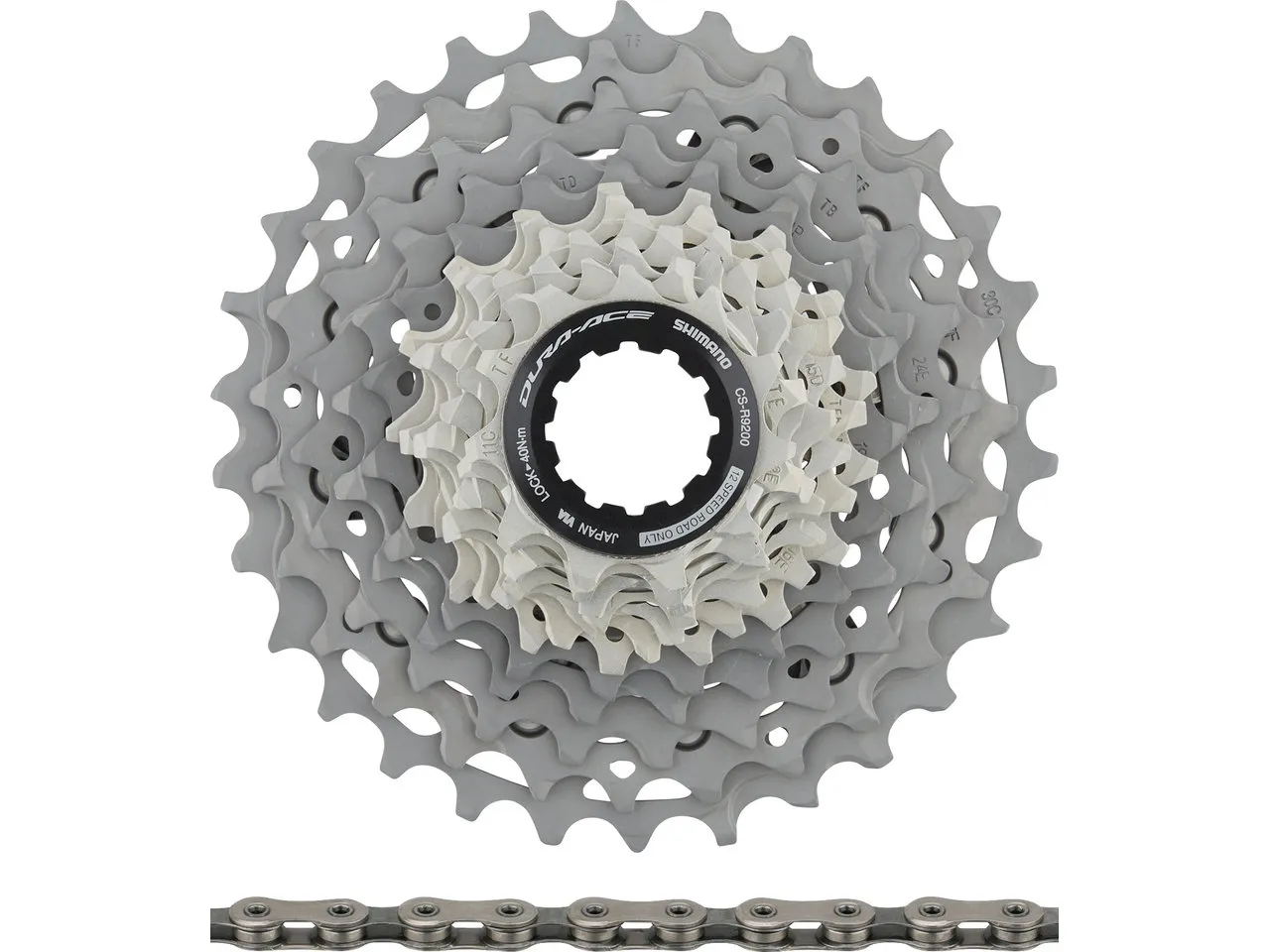 Shimano Dura-Ace Kassette CS-R9200 + Kette CN-M9100 12-fach Verschleißset, Grau, 11-34 Shimano Dura-Ace Kassette CS-R9200 + Kette CN-M9100 12-fach Verschleißset, Grau, 11-34