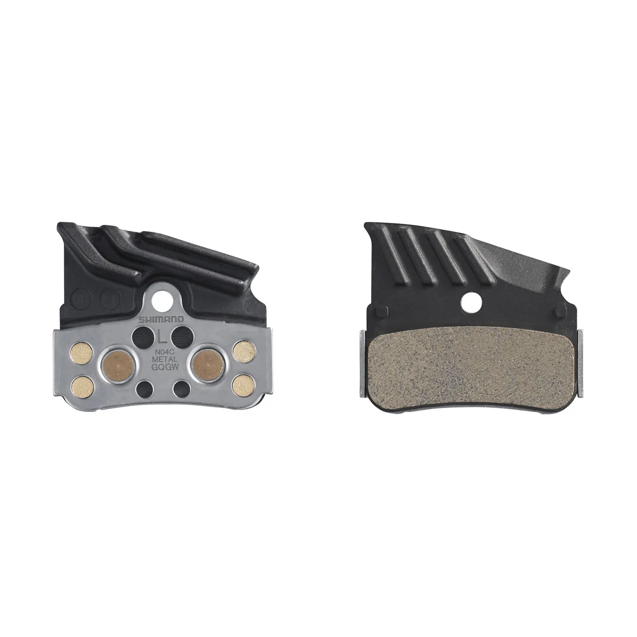 Shimano Paar Fahrradbremsbeläge aus Metall mit Flügel und Feder N04C Unisex, silber, TU