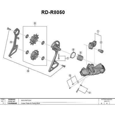 Shimano Rd-r8050 äußere Käfigplatte, Black, One Size