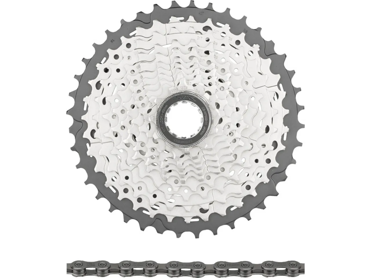 Shimano SLX Kassette CS-M7000-11 + Kette CN-HG601 11-fach Verschleißset, Grau, 11-42 Shimano SLX Kassette CS-M7000-11 + Kette CN-HG601 11-fach Verschleißset, Grau, 11-42