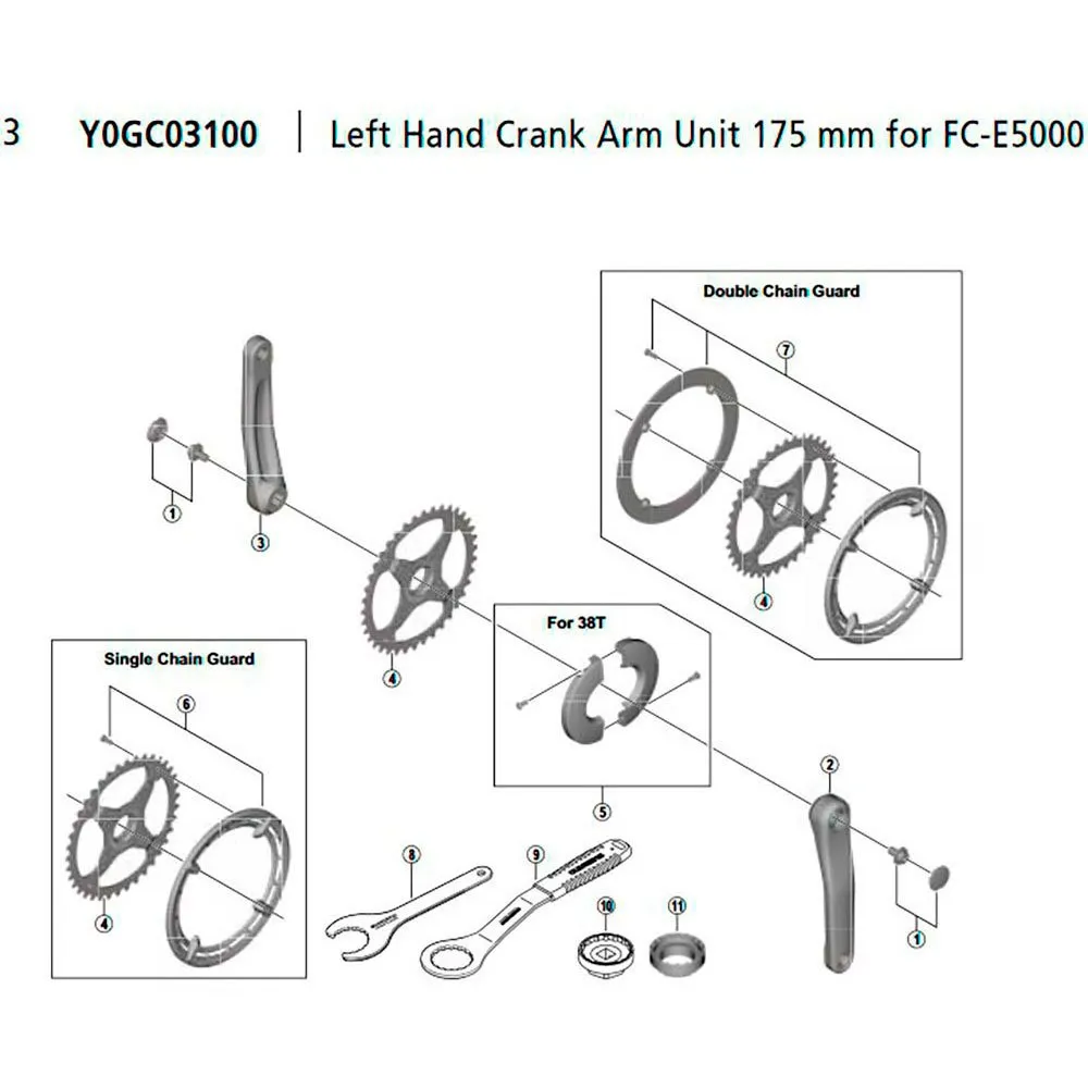 Shimano Steps E5000 E-bike Linke Kurbel, Silver, 170mm Shimano Steps E5000 E-bike Linke Kurbel, Silver, 170mm