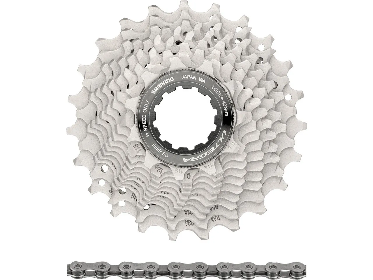 Shimano Ultegra Kassette CS-6800 + Kette CN-HG701 11-fach Verschleißset, Grau, 11-23