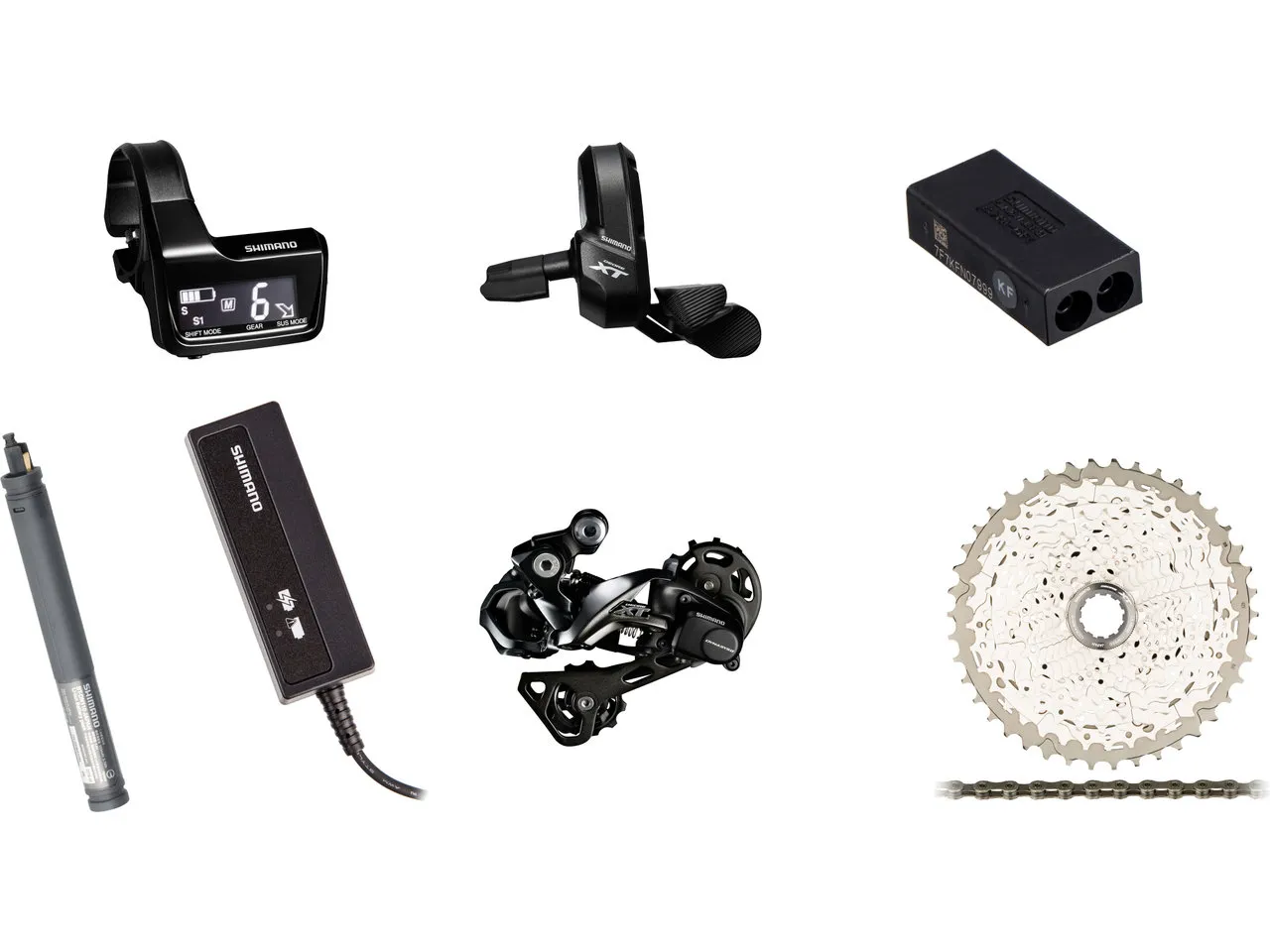 Shimano XT Di2 1x11-fach Upgrade-Kit, Schwarz, Klemmschelle / 11-46 / mit Display Shimano XT Di2 1x11-fach Upgrade-Kit, Schwarz, Klemmschelle / 11-46 / mit Display