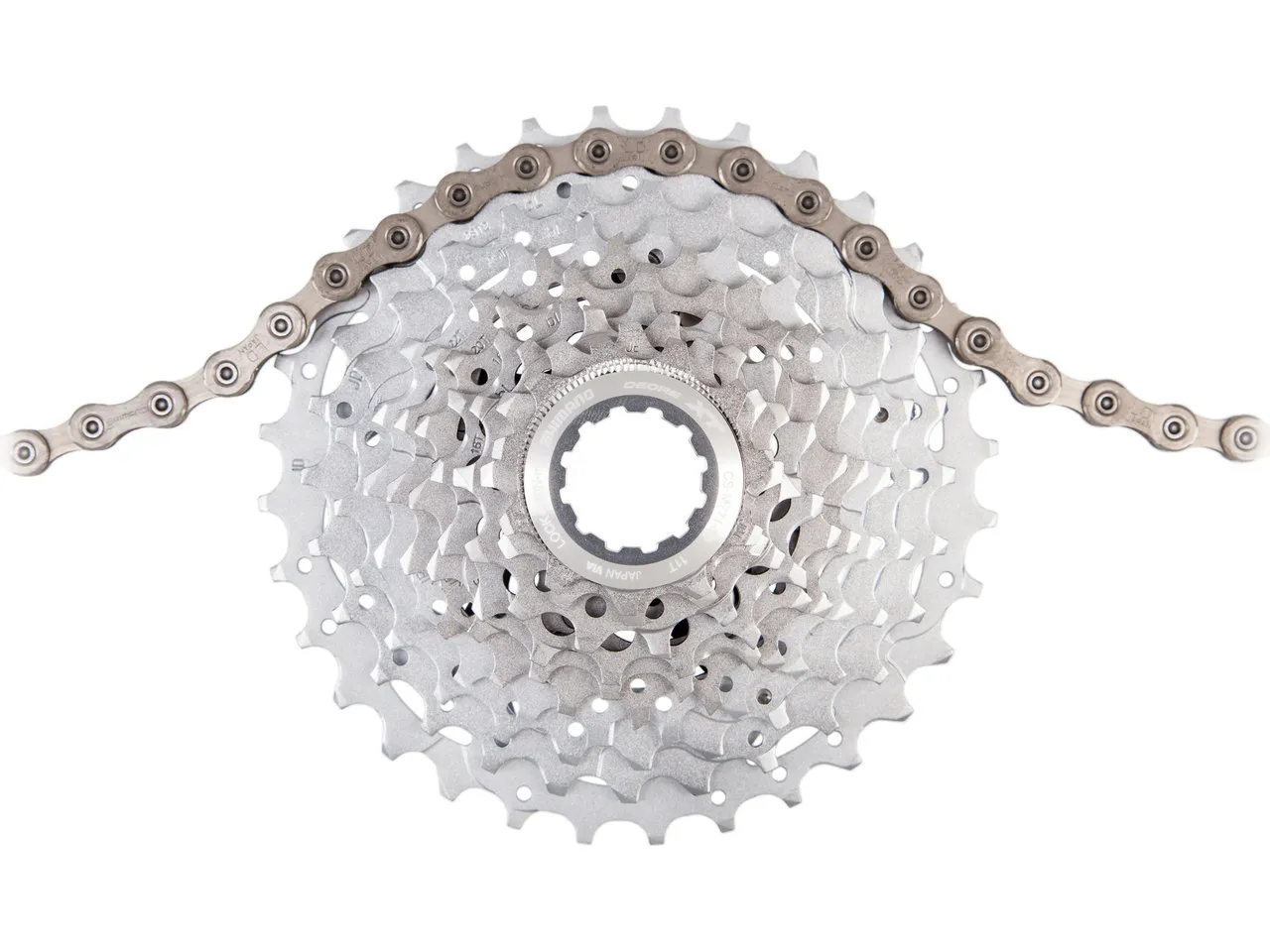 Shimano XT Kassette CS-M771-10 + Kette CN-HG95 10-fach Verschleißset, Grau, 11-34 Shimano XT Kassette CS-M771-10 + Kette CN-HG95 10-fach Verschleißset, Grau, 11-34