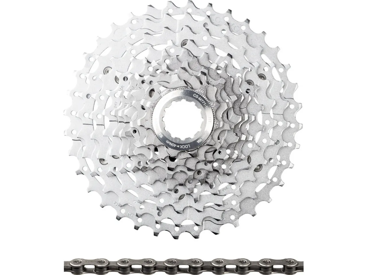 Shimano XT Kassette CS-M771-10 + Kette CN-HG95 10-fach Verschleißset, Grau, 11-36 Shimano XT Kassette CS-M771-10 + Kette CN-HG95 10-fach Verschleißset, Grau, 11-36