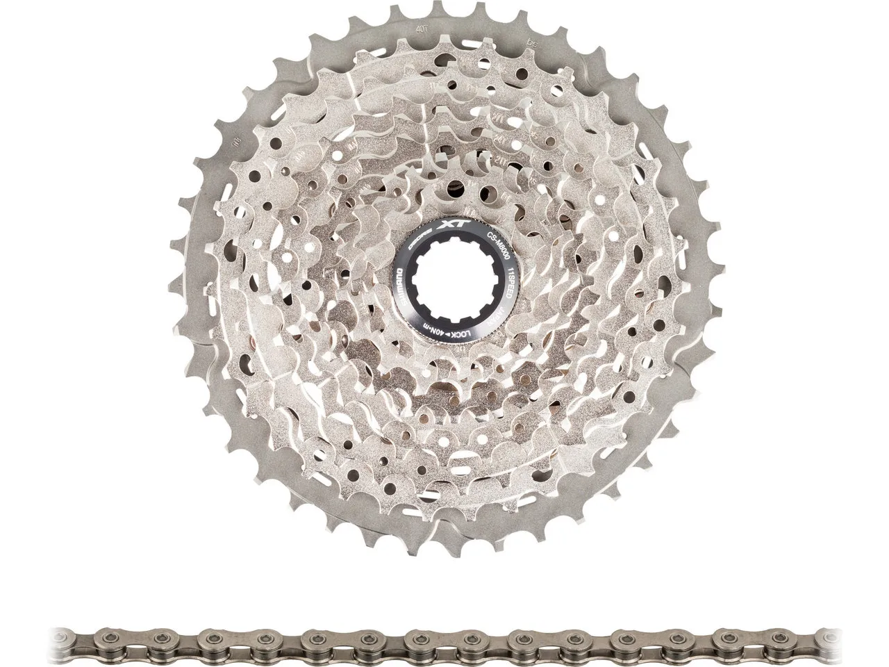 Shimano XT Kassette CS-M8000 + Kette CN-HG701 11-fach Verschleißset, Grau, 11-40 Shimano XT Kassette CS-M8000 + Kette CN-HG701 11-fach Verschleißset, Grau, 11-40
