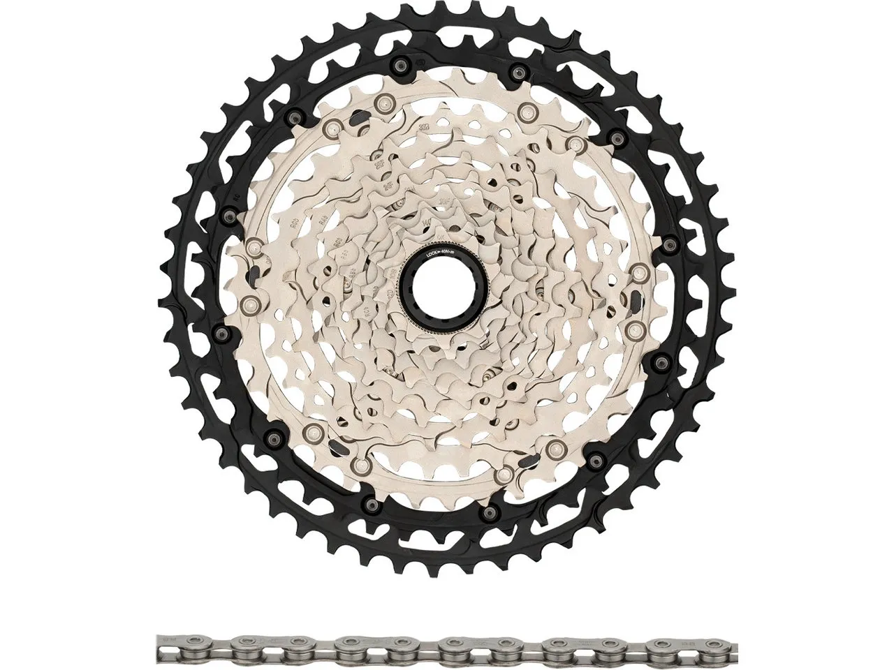 Shimano XT Kassette CS-M8100-12 + Kette CN-M8100 12-fach Verschleißset, Grau, 10-45