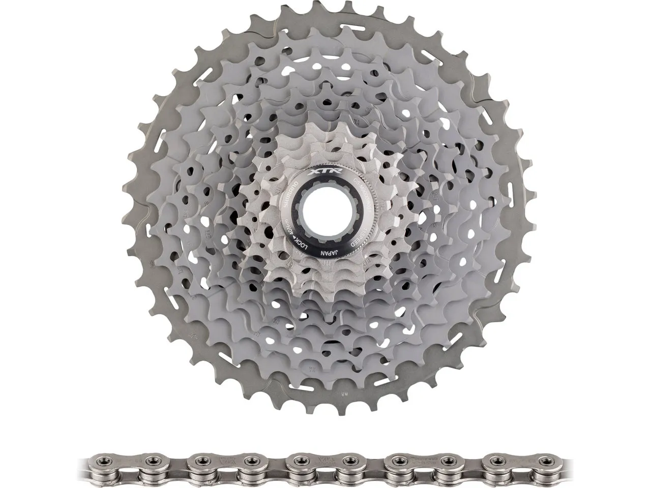 Shimano XTR Kassette CS-M9001 + Kette CN-HG901 11-fach Verschleißset, Grau, 11-40 Shimano XTR Kassette CS-M9001 + Kette CN-HG901 11-fach Verschleißset, Grau, 11-40