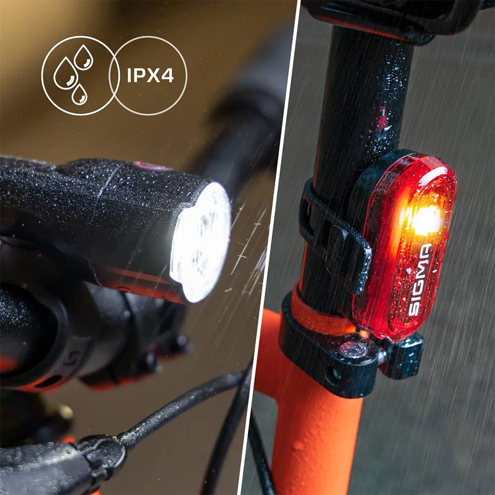 SIGMA SPORT Aura 30+curve Lichtset, Black / red, One Size SIGMA SPORT Aura 30+curve Lichtset, Black / red, One Size