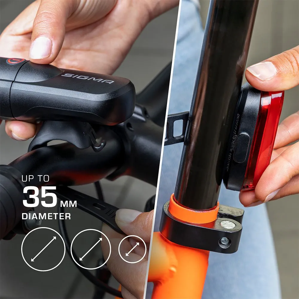SIGMA SPORT Aura 30+curve Lichtset, Black / red, One Size SIGMA SPORT Aura 30+curve Lichtset, Black / red, One Size