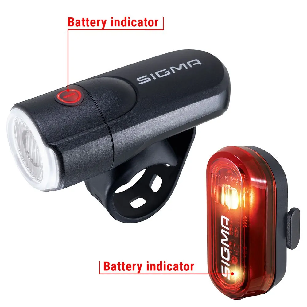 SIGMA SPORT Aura 30+curve Lichtset, Black / red, One Size SIGMA SPORT Aura 30+curve Lichtset, Black / red, One Size