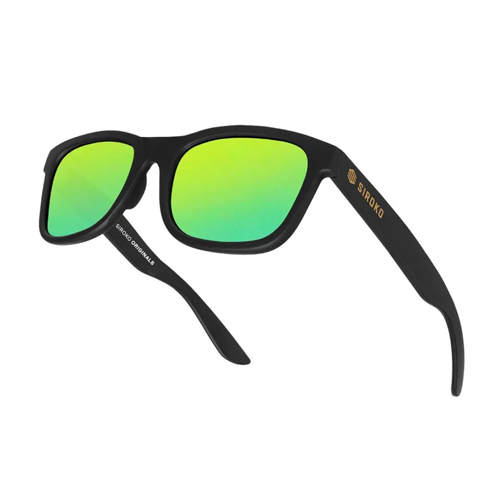 Siroko K3xs Kids Bike Lane Polarisierte Sonnenbrille, Black / green, Green Mirror Siroko K3xs Kids Bike Lane Polarisierte Sonnenbrille, Black / green, Green Mirror