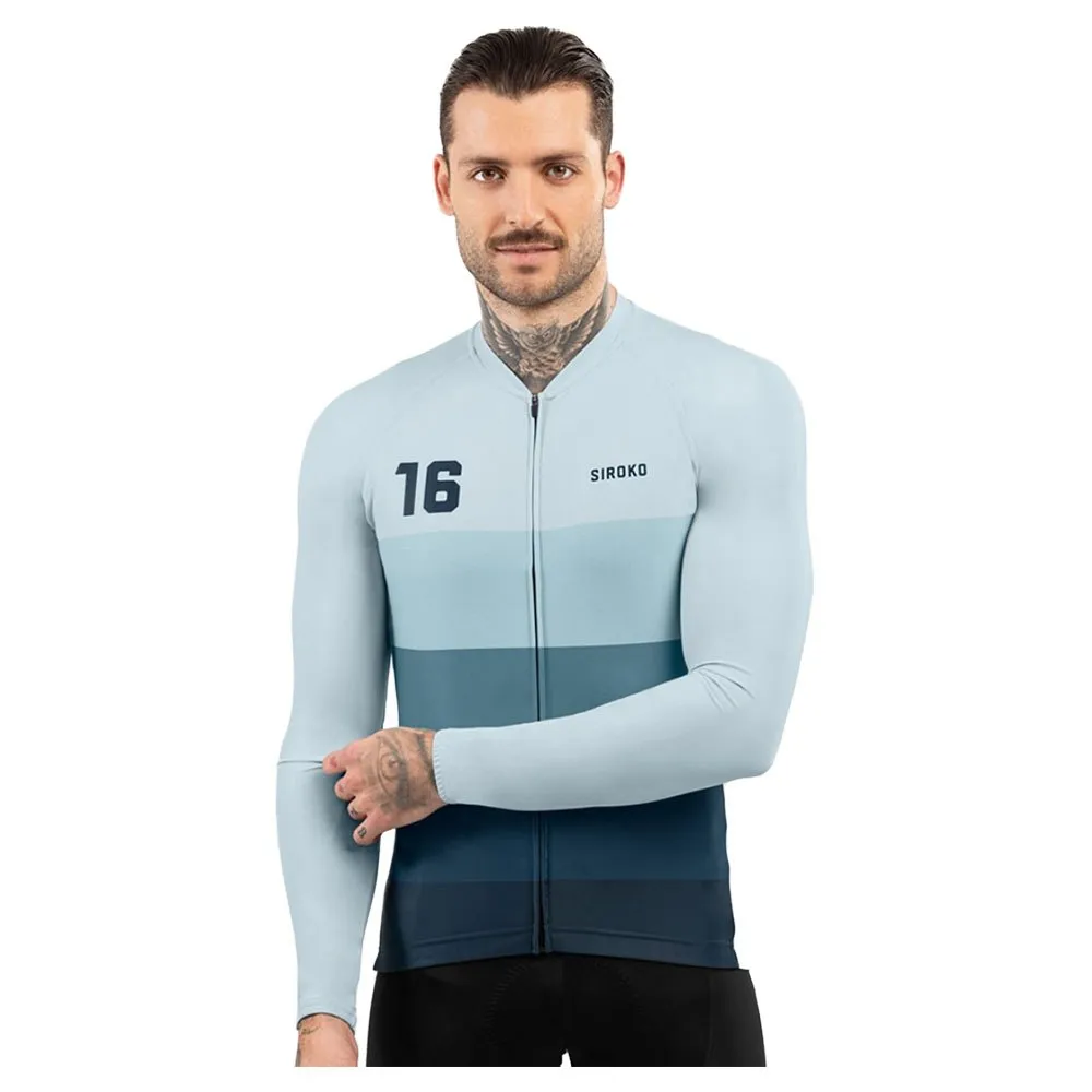 Siroko M2 Focus Langarm-trikot, Blue / grey / white, XL