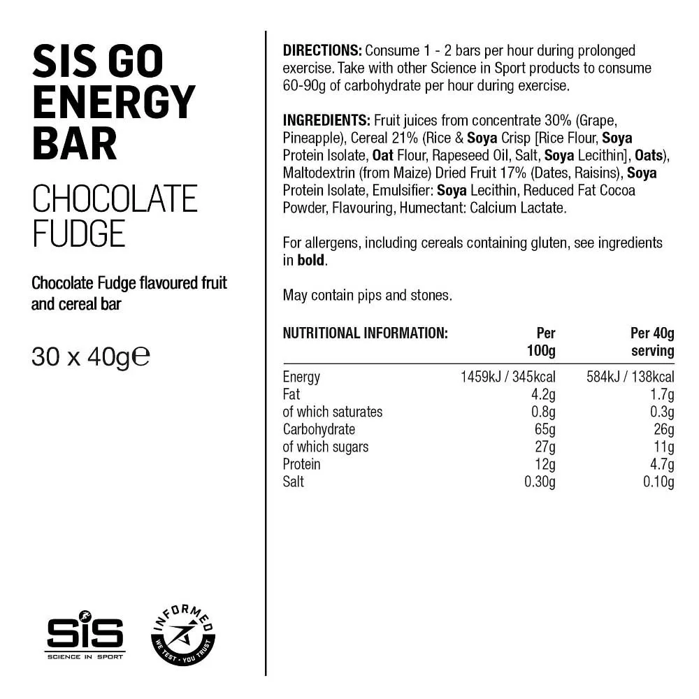 SiS Go Energie-riegel-box Schokoladen Toffee 40g 30 Einheiten, Multicolor, One Size SiS Go Energie-riegel-box Schokoladen Toffee 40g 30 Einheiten, Multicolor, One Size