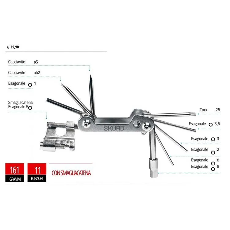 Skuad 11 Multitool, Silver, One Size Skuad 11 Multitool, Silver, One Size
