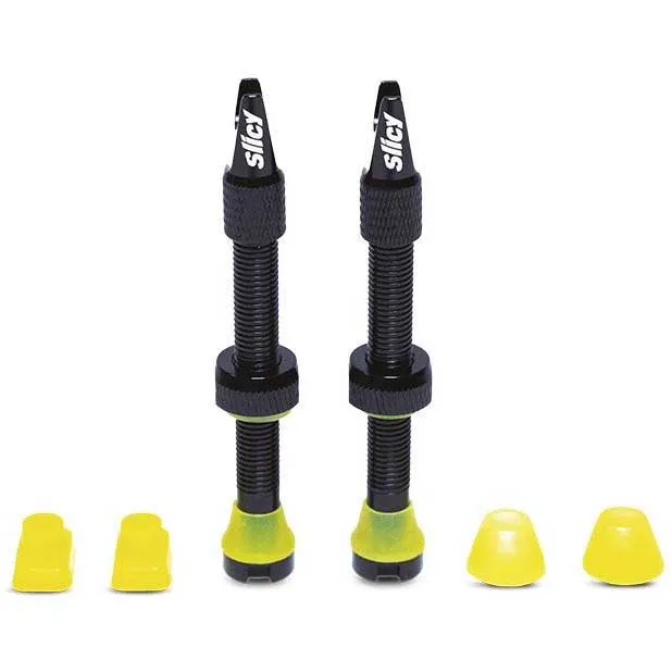 SLICY Rocket 50mm Tubeless Ventile 2 Einheiten, Black / yellow, One Size SLICY Rocket 50mm Tubeless Ventile 2 Einheiten, Black / yellow, One Size
