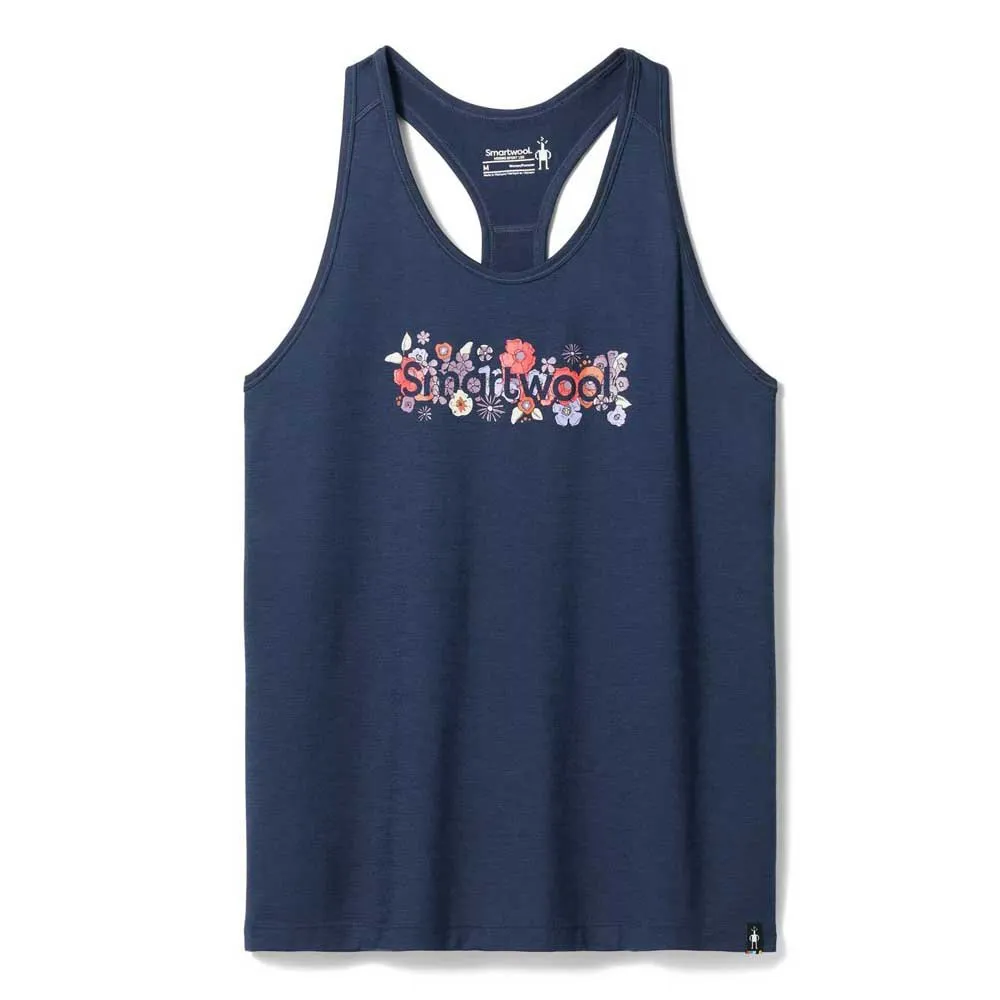 SmartWool Floral Meadow Graphic ärmelloses T-shirt, Deep navy SmartWool Floral Meadow Graphic ärmelloses T-shirt, Deep navy