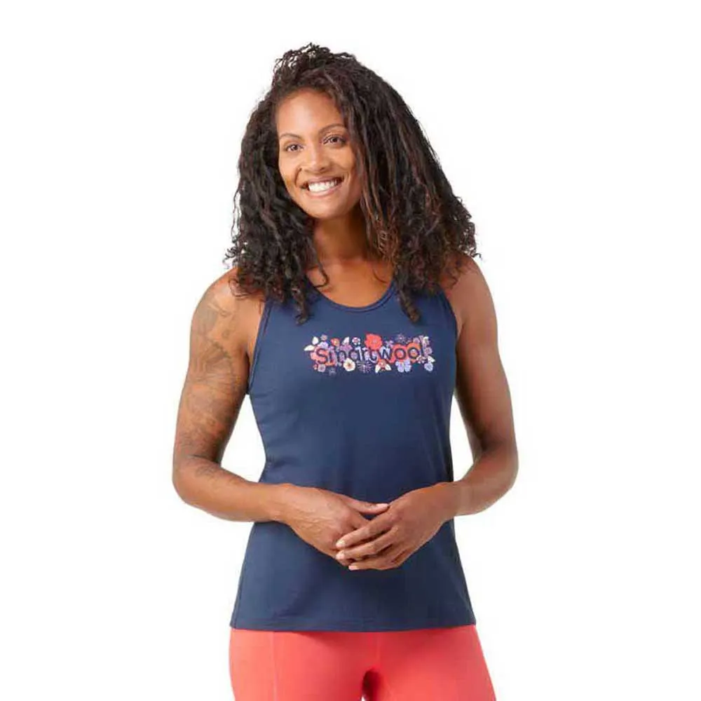 SmartWool Floral Meadow Graphic ärmelloses T-shirt, Deep navy SmartWool Floral Meadow Graphic ärmelloses T-shirt, Deep navy