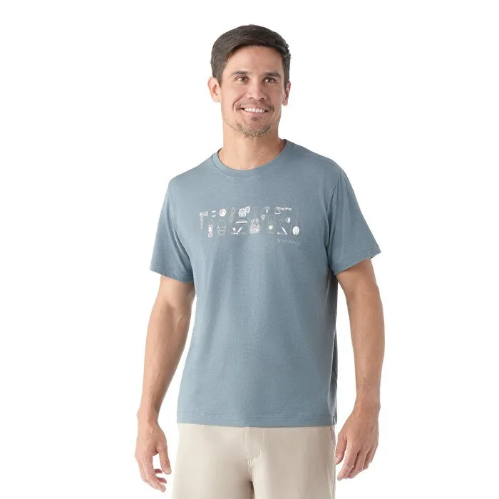 SmartWool Gone Camping Graphic Slim Fit Kurzarm-t-shirt, Pewter blue