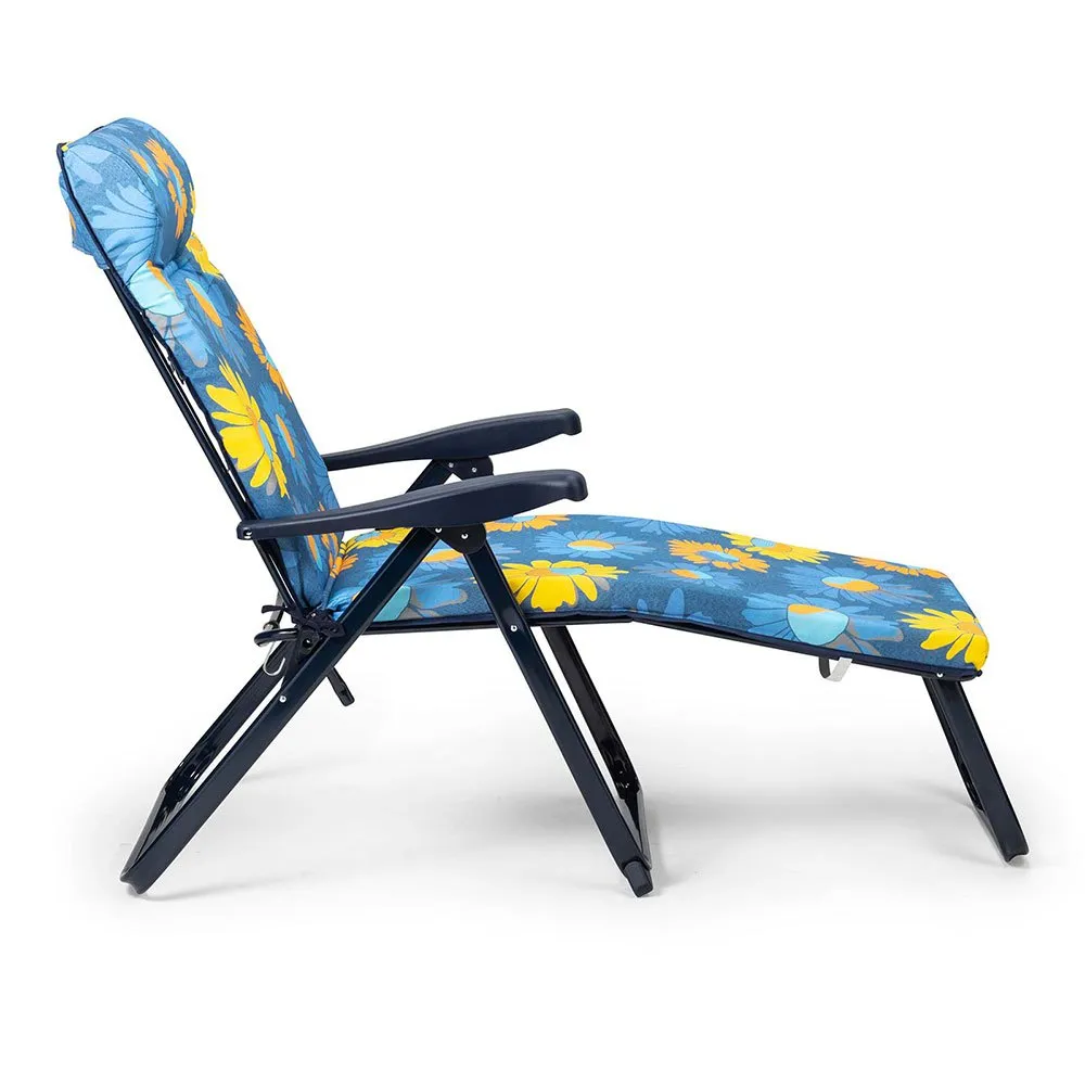 Solenny Super Klappbare Sonnenliege Mit 6 Positionen 114x132x62 Cm, Blue / yellow, One Size Solenny Super Klappbare Sonnenliege Mit 6 Positionen 114x132x62 Cm, Blue / yellow, One Size