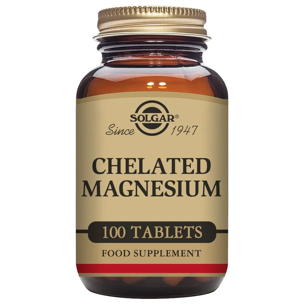 Solgar Chelated Magnesium Tabletten 100 Einheiten, Brown, One Size Solgar Chelated Magnesium Tabletten 100 Einheiten, Brown, One Size