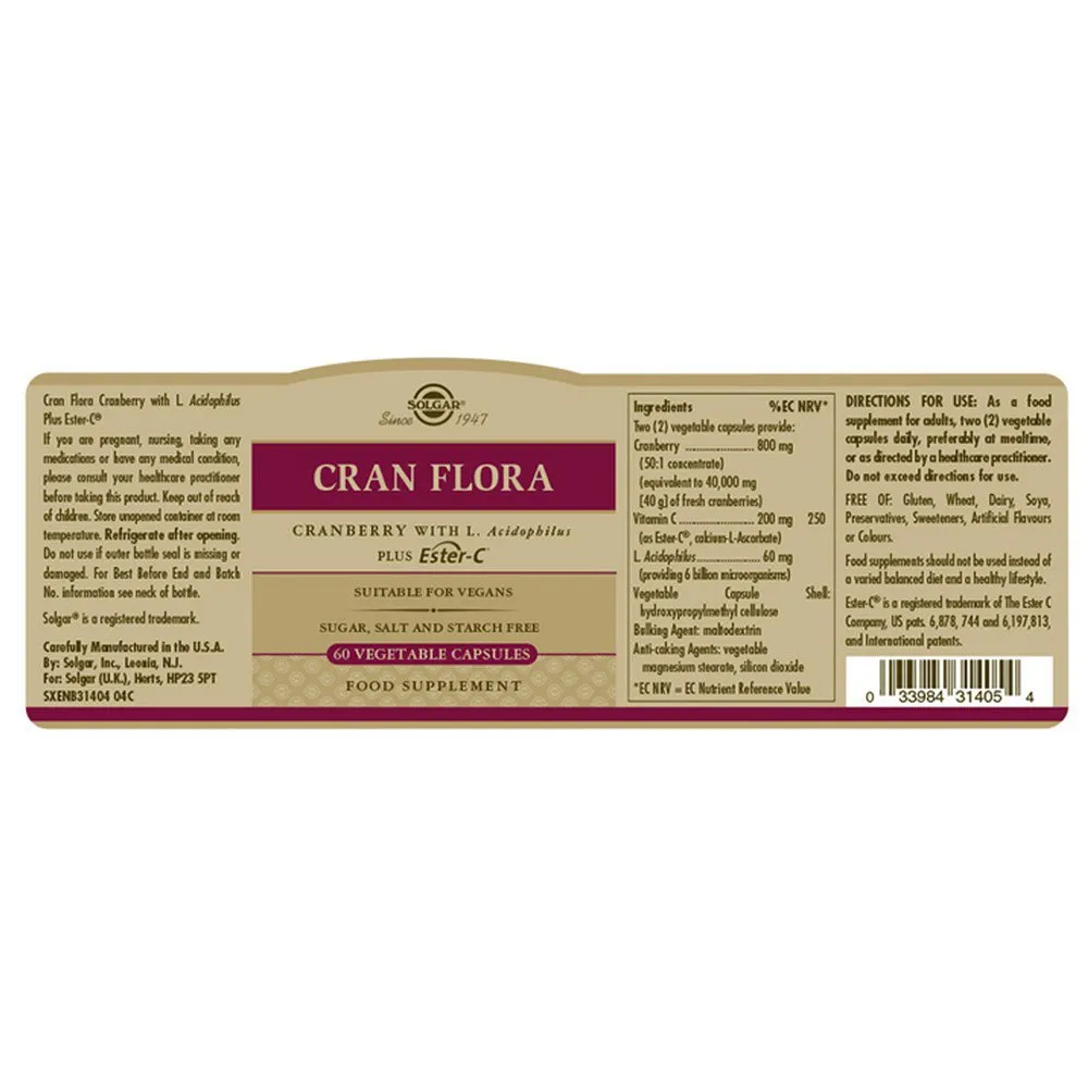 Solgar Cran Flora Kapseln 60 Einheiten, Brown, One Size Solgar Cran Flora Kapseln 60 Einheiten, Brown, One Size