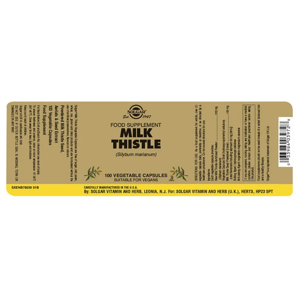 Solgar Distel Milch 100 Einheiten, Brown, One Size Solgar Distel Milch 100 Einheiten, Brown, One Size