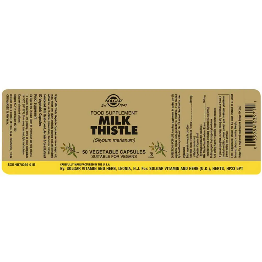 Solgar Distel Milch 50 Einheiten, Brown, One Size