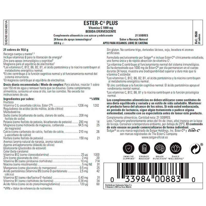 Solgar Ester-c Plus Brausetabletten 21 Einzeldosen Orange 1000mg, One size Solgar Ester-c Plus Brausetabletten 21 Einzeldosen Orange 1000mg, One size