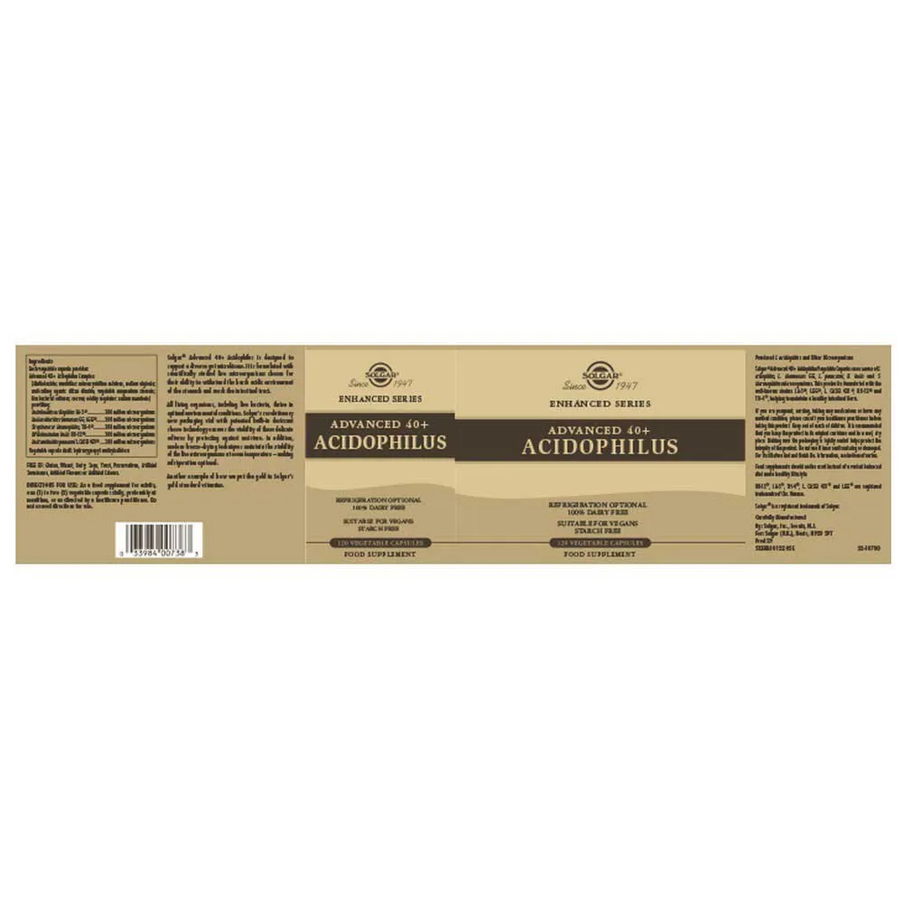 Solgar Fortgeschrittenes 40+ Acidophilus 120 Einheiten, Brown, One Size