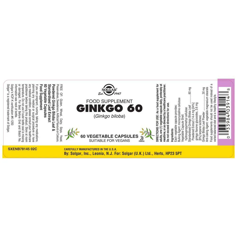 Solgar Fp Ginkgo 60 60 Einheiten, Brown, One Size Solgar Fp Ginkgo 60 60 Einheiten, Brown, One Size