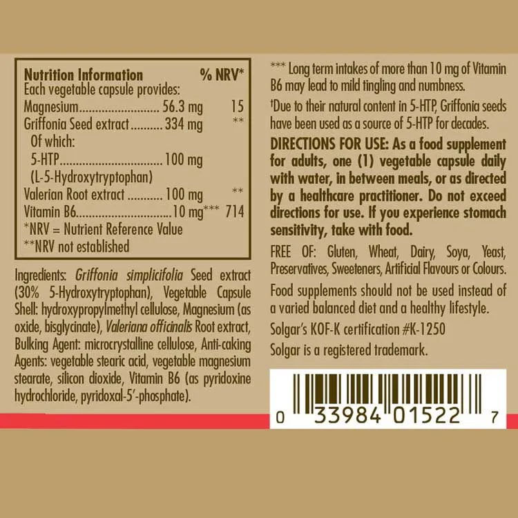 Solgar Griffonia 5-htp Complex Kapseln 30 Einheiten, Brown, One Size Solgar Griffonia 5-htp Complex Kapseln 30 Einheiten, Brown, One Size