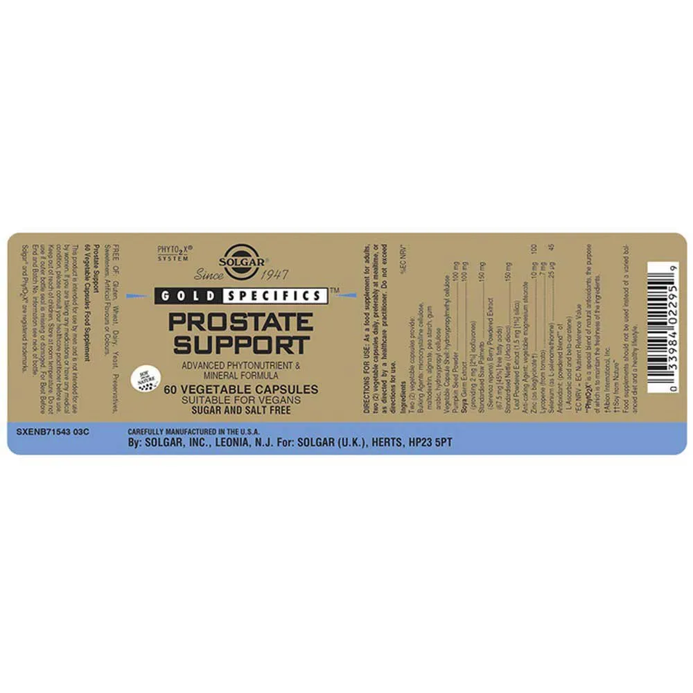 Solgar Gs Prostate Support Ergänzungsmittel 60 Einheiten, One size Solgar Gs Prostate Support Ergänzungsmittel 60 Einheiten, One size