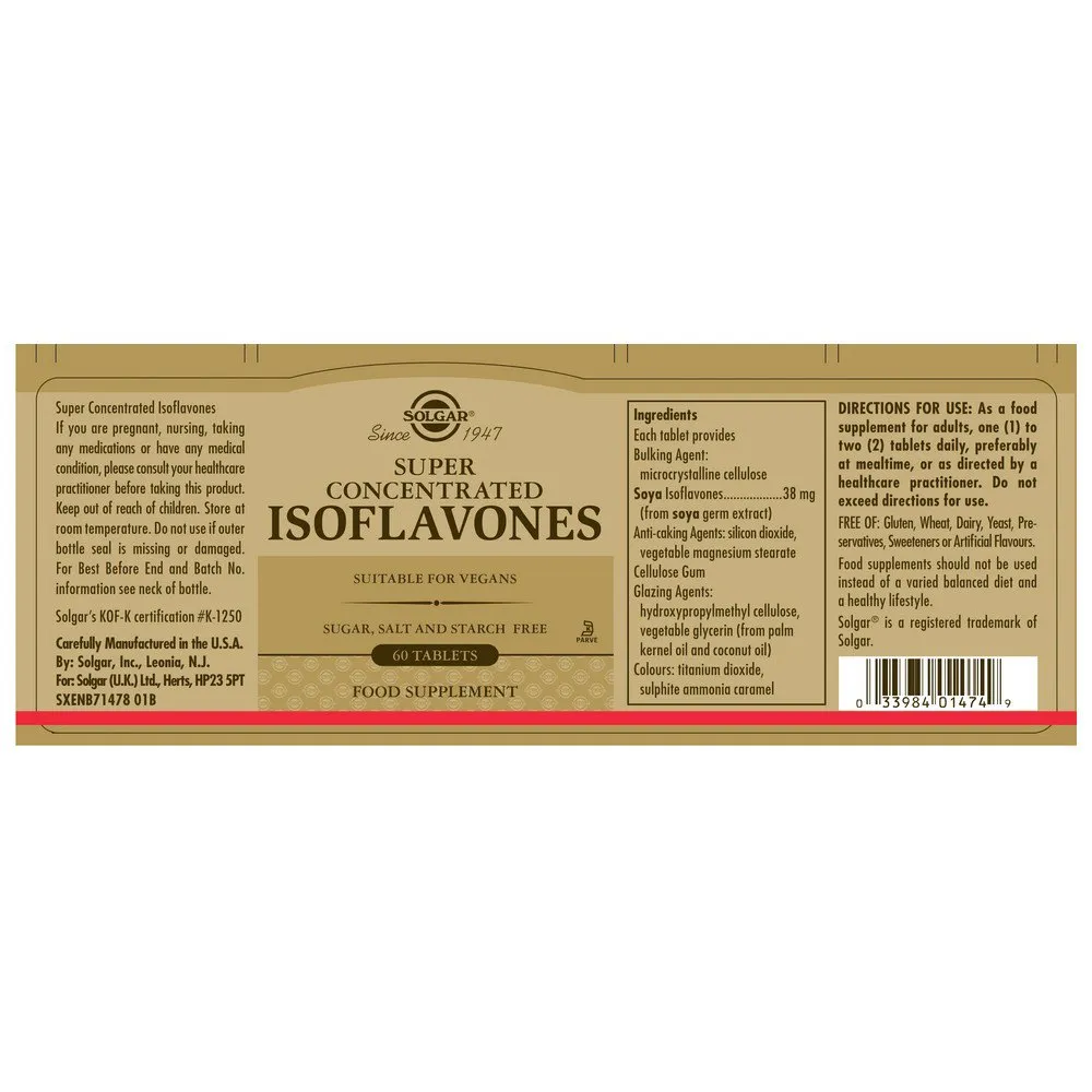 Solgar Isoflavones Super Concentrated Non Gmo Tabletten 60 Einheiten, Brown, One Size