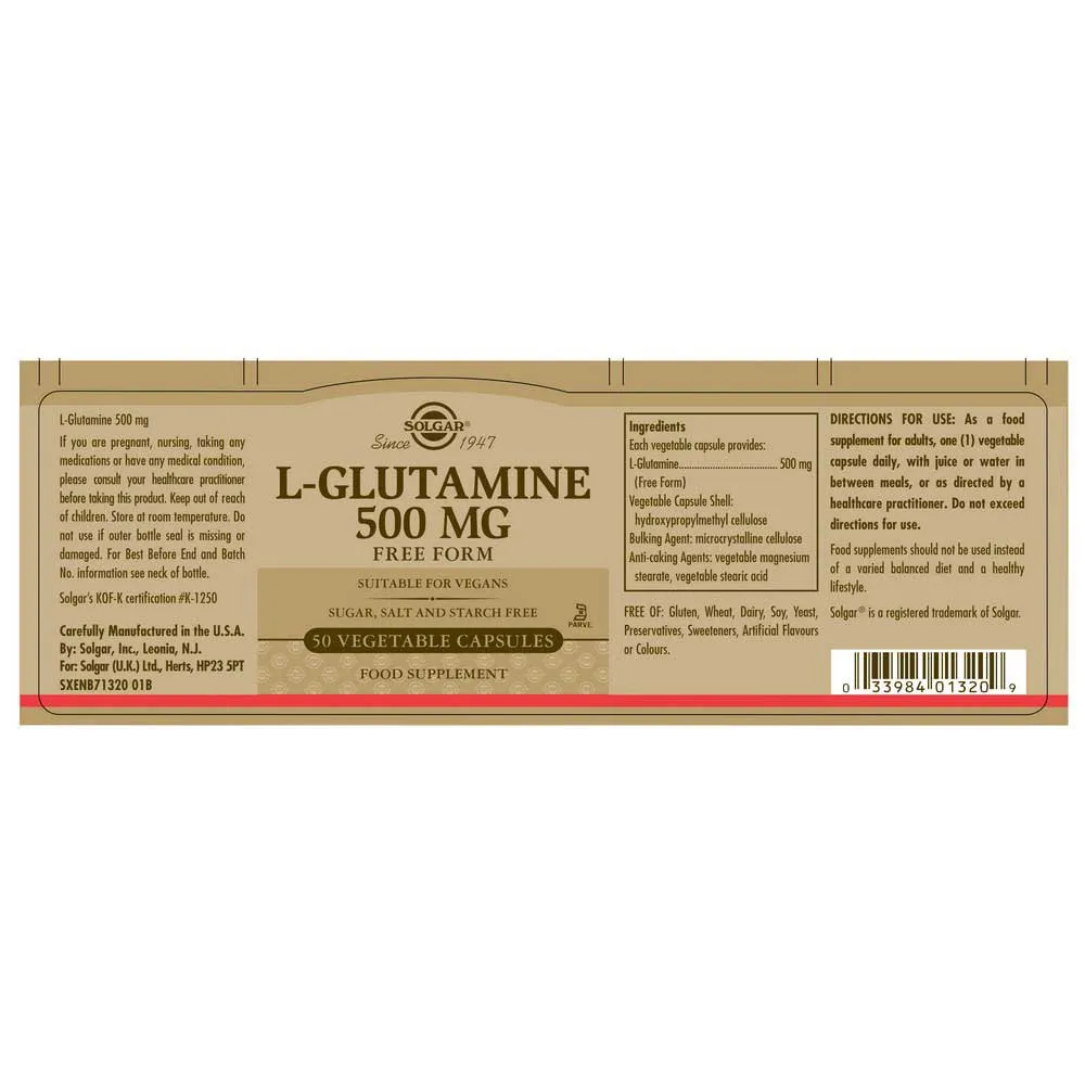 Solgar L-glutamin 500 Mg 50 Einheiten, Brown, One Size Solgar L-glutamin 500 Mg 50 Einheiten, Brown, One Size