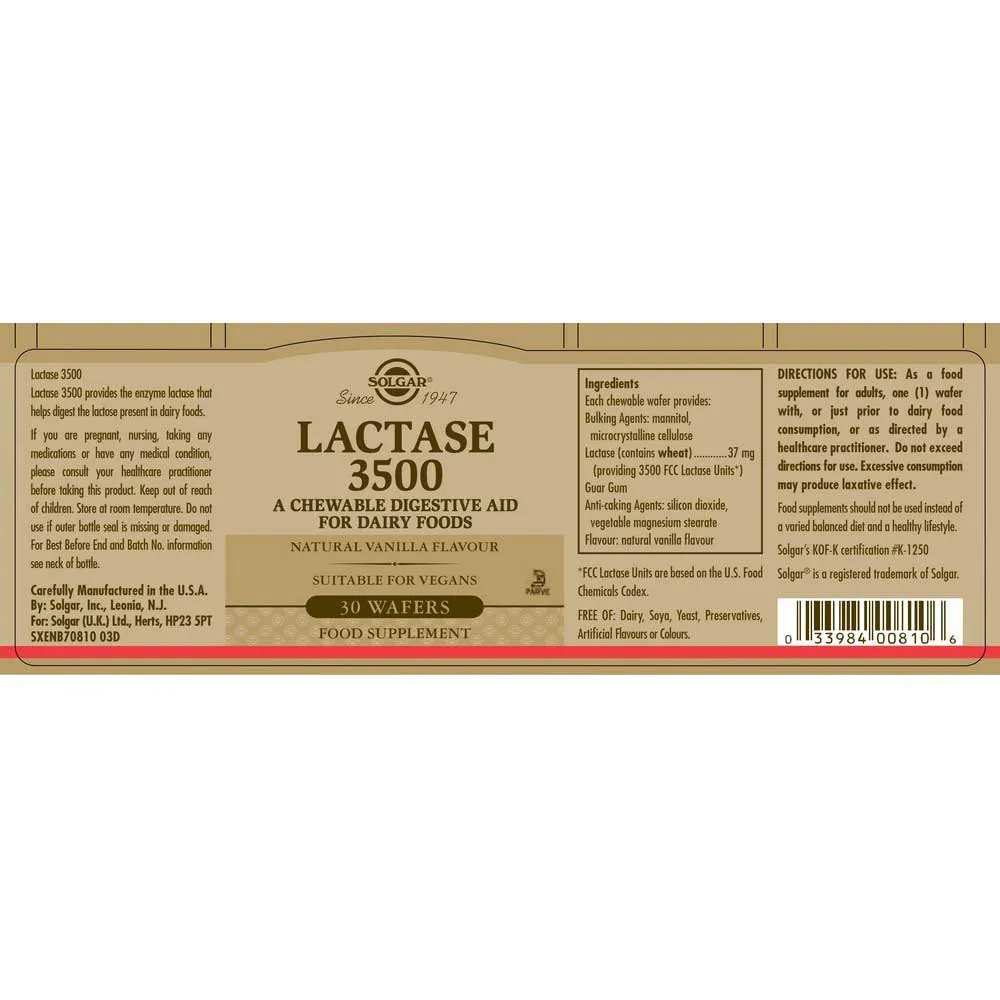 Solgar Laktase 3500 30 Einheiten, Brown, One Size