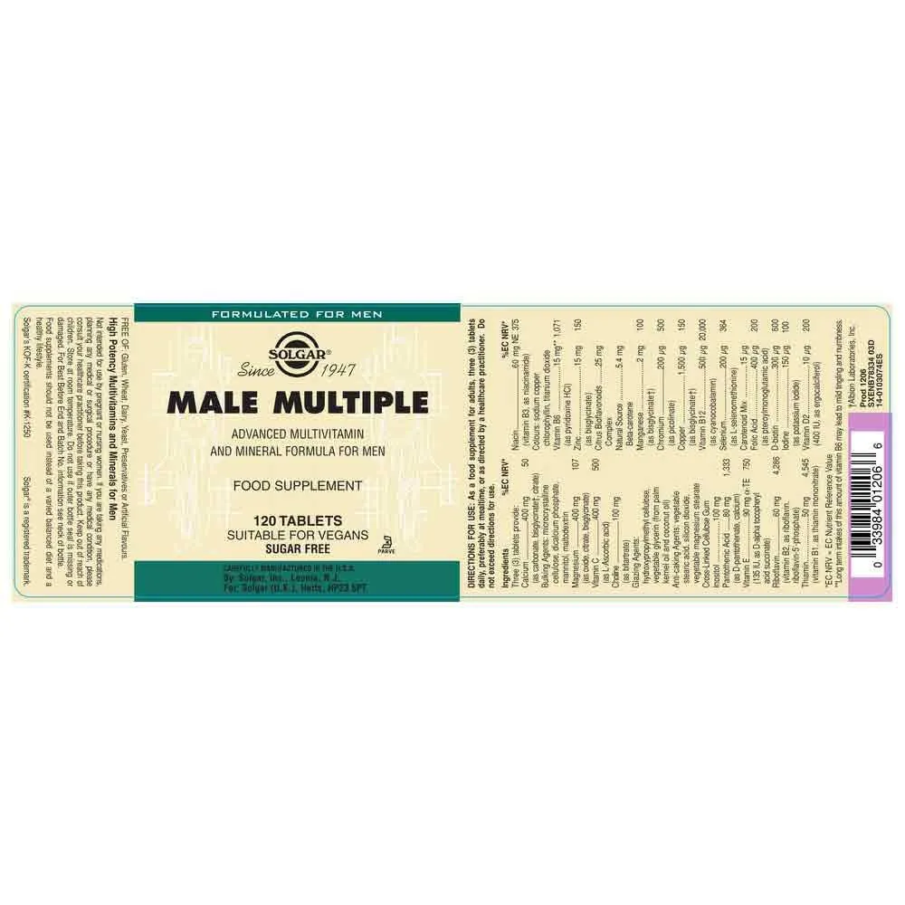 Solgar Male Multiple Tabletten 120 Einheiten, One size