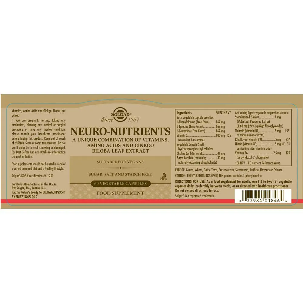 Solgar Neuro Nährstoffe 60 Einheiten, Brown, One Size Solgar Neuro Nährstoffe 60 Einheiten, Brown, One Size