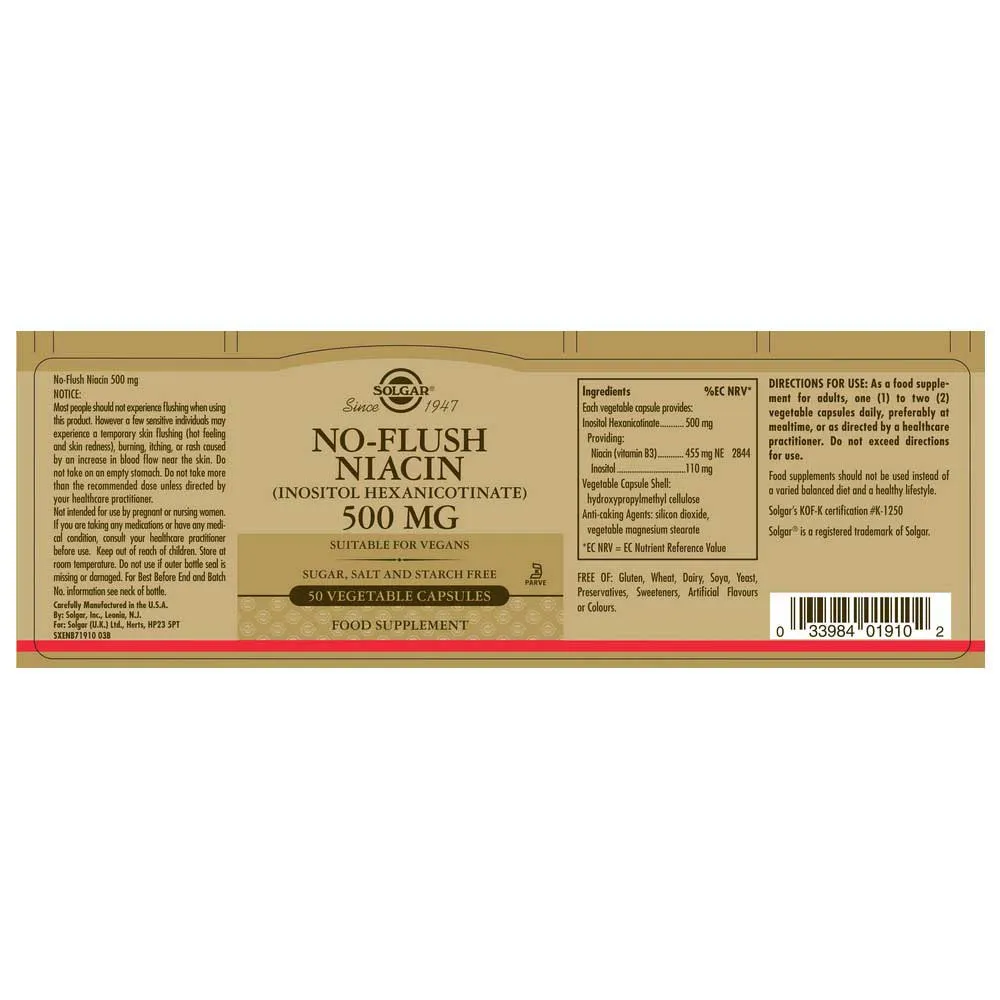Solgar Niacin Ohne Flush 500 Mg 50 Einheiten, Brown, One Size Solgar Niacin Ohne Flush 500 Mg 50 Einheiten, Brown, One Size