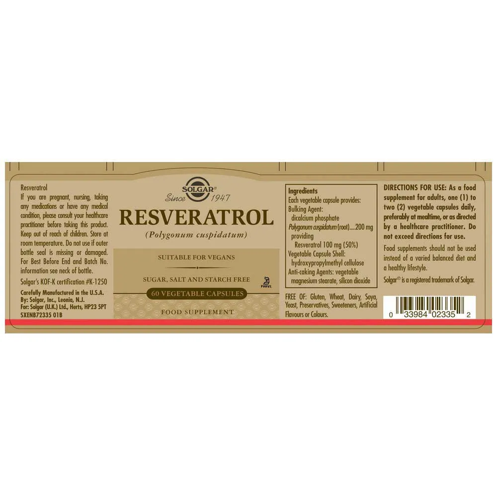 Solgar Resveratrol Kapseln 60 Einheiten, One size Solgar Resveratrol Kapseln 60 Einheiten, One size
