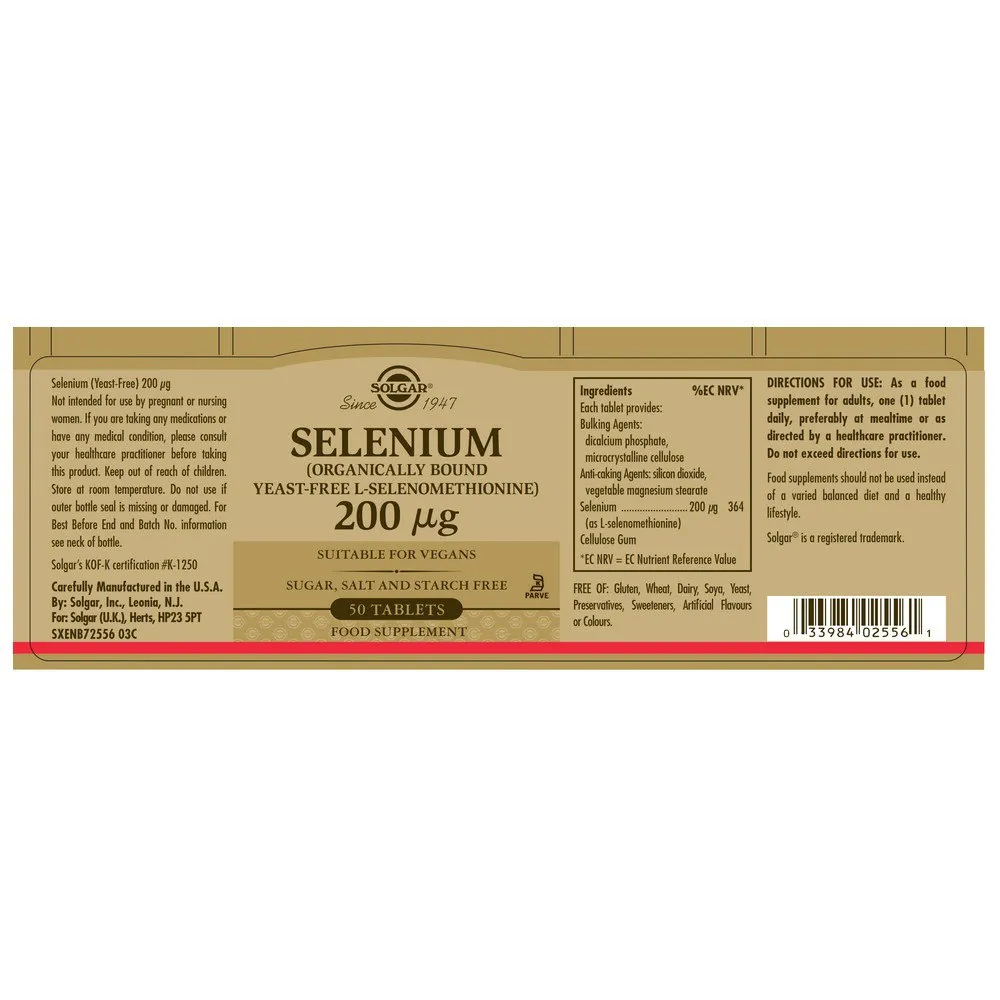 Solgar Selenium 200mcg Tabletten 50 Einheiten, Brown, One Size Solgar Selenium 200mcg Tabletten 50 Einheiten, Brown, One Size
