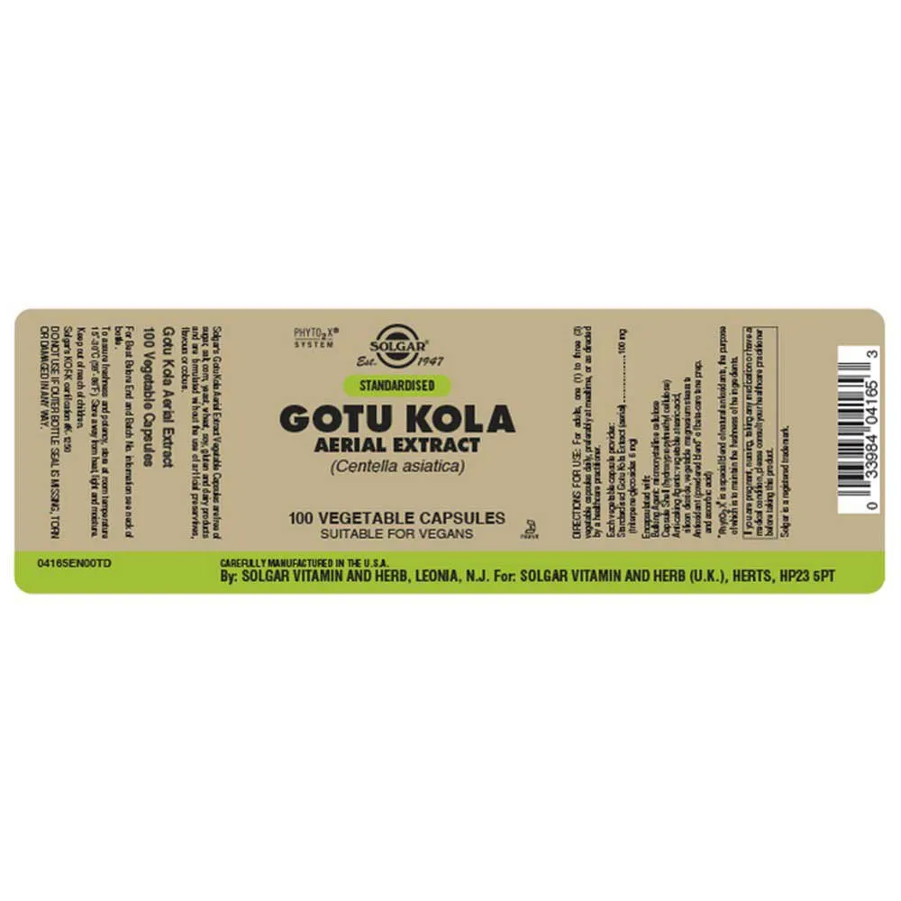 Solgar Sfp Gotu Kola Kapseln 100 Einheiten, One size Solgar Sfp Gotu Kola Kapseln 100 Einheiten, One size