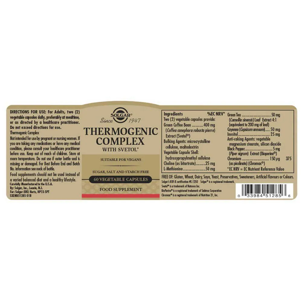 Solgar Thermogenic Complex Kapseln 60 Einheiten, Green, One Size Solgar Thermogenic Complex Kapseln 60 Einheiten, Green, One Size
