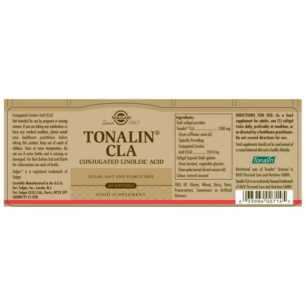 Solgar Tonalin Cla Kapseln 60 Einheiten, Brown, One Size Solgar Tonalin Cla Kapseln 60 Einheiten, Brown, One Size