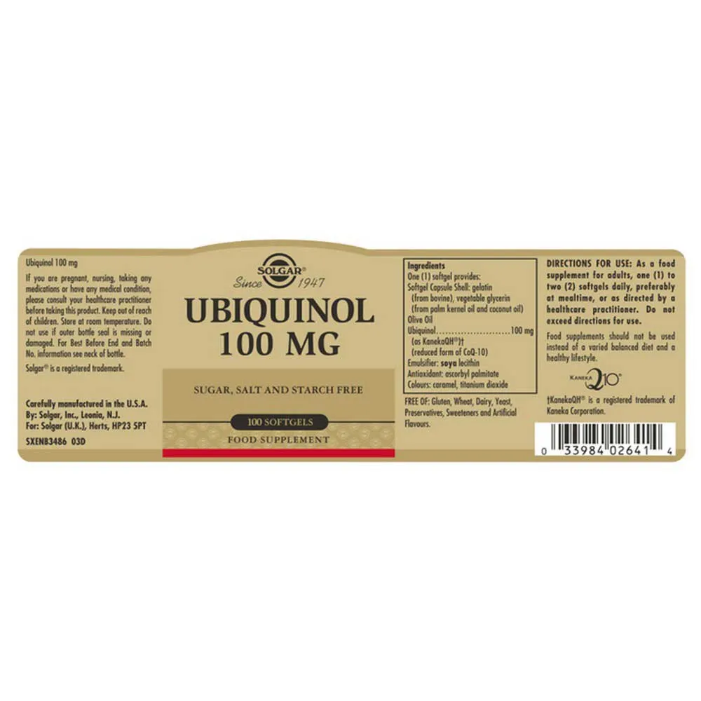 Solgar Ubiquinol 100 Mg 50 Einheiten, Brown, One Size Solgar Ubiquinol 100 Mg 50 Einheiten, Brown, One Size