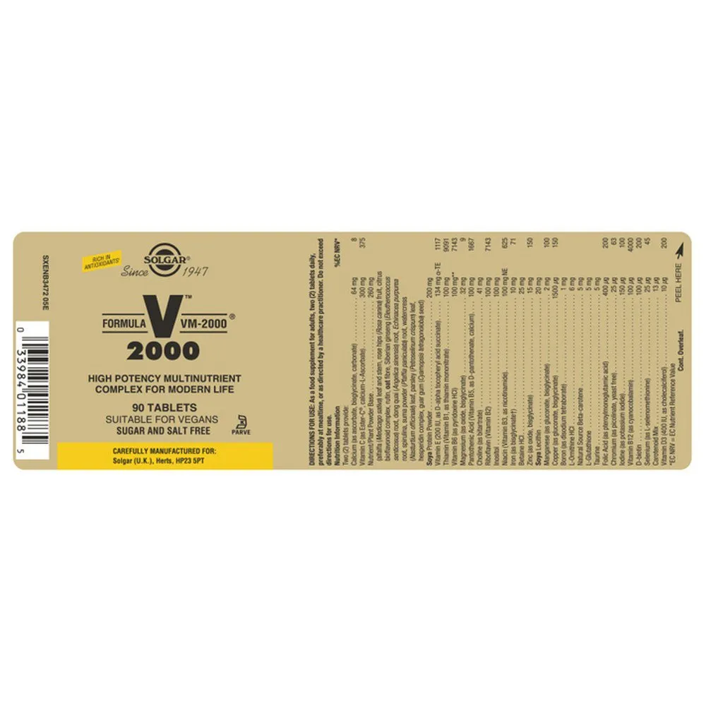 Solgar Vm-2000 Tabletten 90 Einheiten, Brown, One Size Solgar Vm-2000 Tabletten 90 Einheiten, Brown, One Size