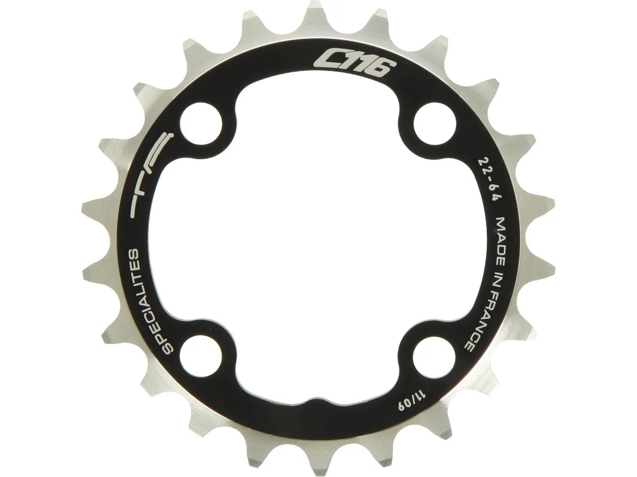 SPECIALITES TA Kettenblatt C116, XTR FC-M960, 4-Arm, innen, 64 mm Lochkreis, Schwarz, 22t SPECIALITES TA Kettenblatt C116, XTR FC-M960, 4-Arm, innen, 64 mm Lochkreis, Schwarz, 22t