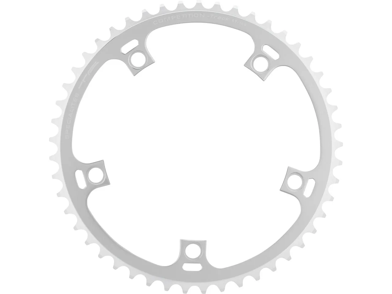 SPECIALITES TA Kettenblatt Competition Track, 5-Arm, 144 mm Lochkreis, Silber, 47t SPECIALITES TA Kettenblatt Competition Track, 5-Arm, 144 mm Lochkreis, Silber, 47t