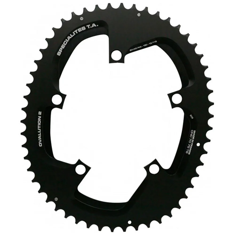 SPECIALITES TA Ovalution 2 External 130 Bcd Ovales Kettenblatt, Black, 52t SPECIALITES TA Ovalution 2 External 130 Bcd Ovales Kettenblatt, Black, 52t
