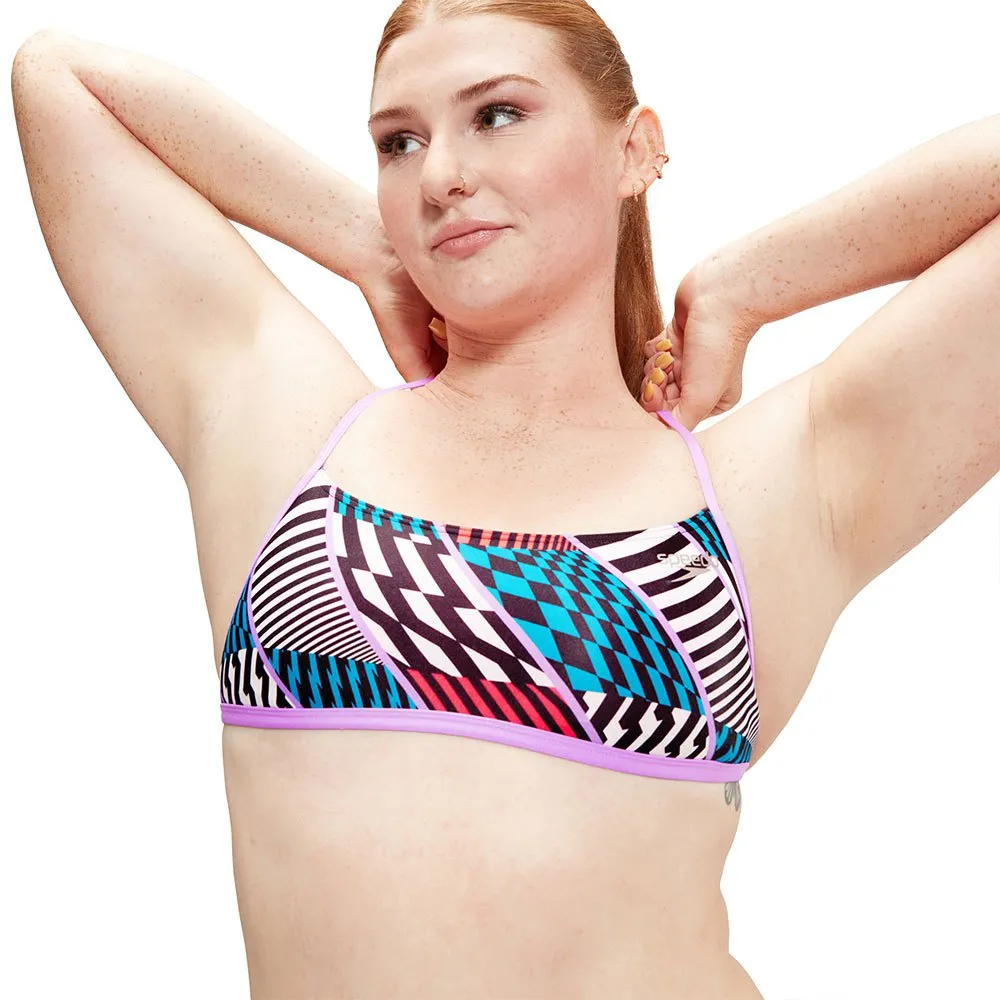 Speedo Allover Digital Cross Back Crop Top Bikinioberteil Speedo Allover Digital Cross Back Crop Top Bikinioberteil